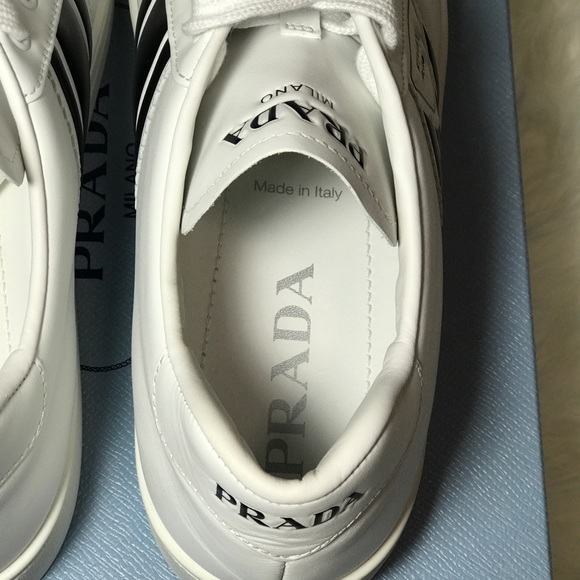 PRADA Calzature Donna Logo Stripe Leather Sneakers - Picture 7 of 13